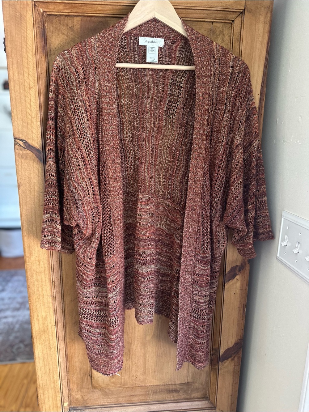 dressbarn Rust Open-Front Knit Cardigan 1X